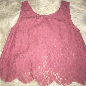 Pink lace crop top!